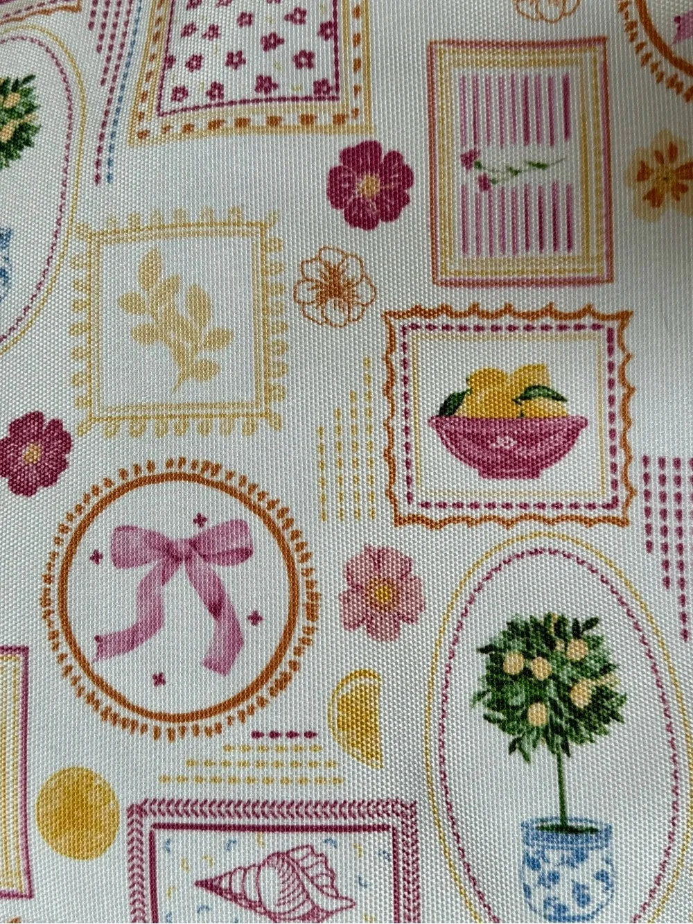 New Lemon Tree, Pink Nautical & Floral Canvas Tote Book Bag Reusable Burlap NWT